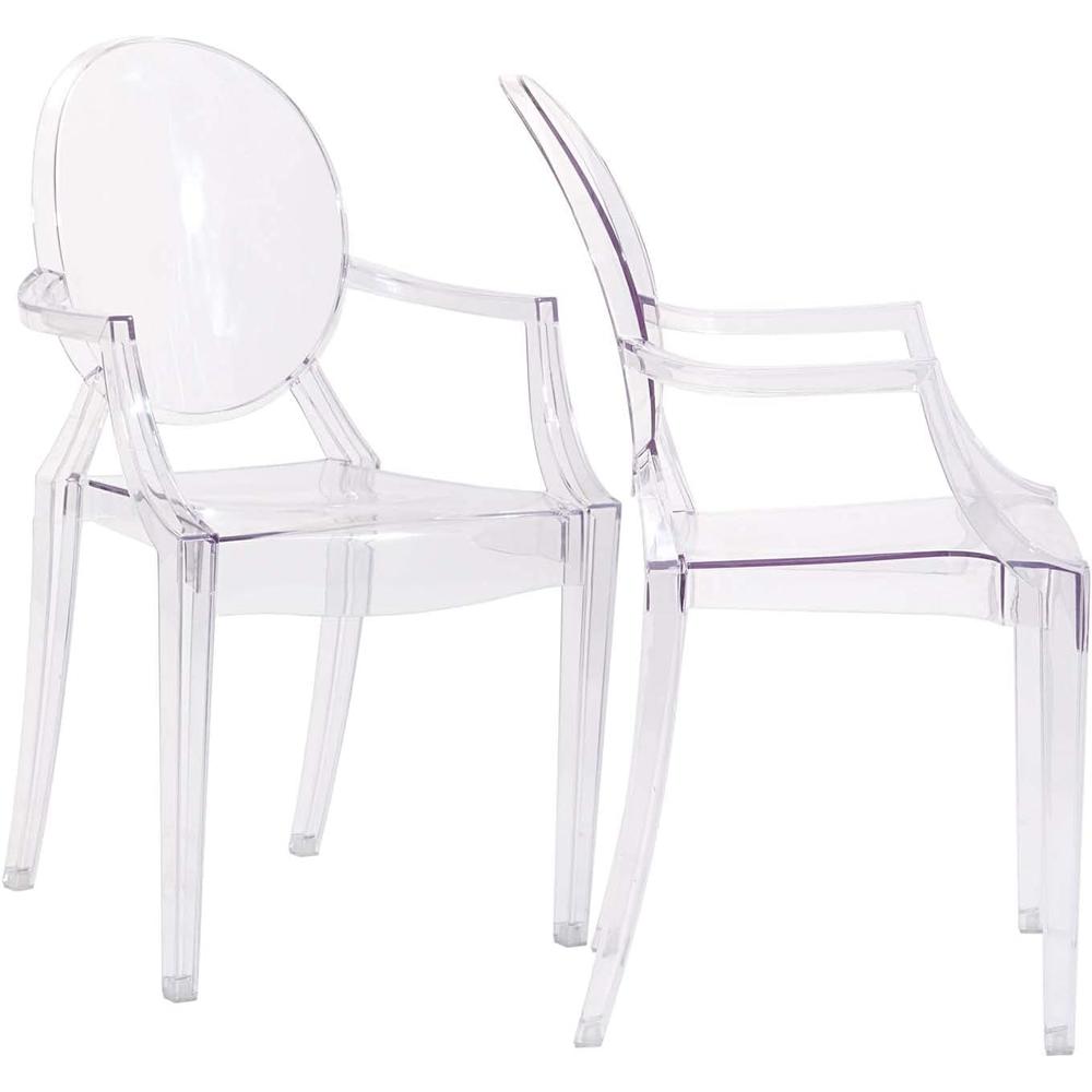 Modway Casper Modern Acrylic Stacking Two Dining Armchairs in Clear