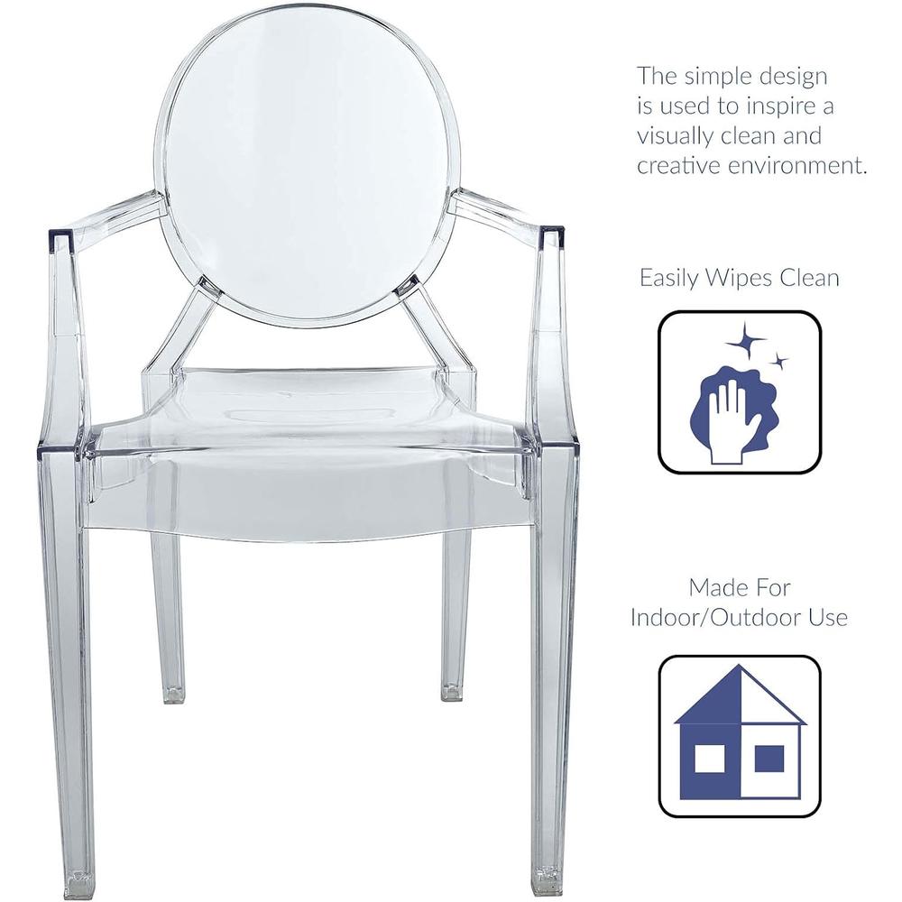 Modway Casper Modern Acrylic Stacking Two Dining Armchairs in Clear