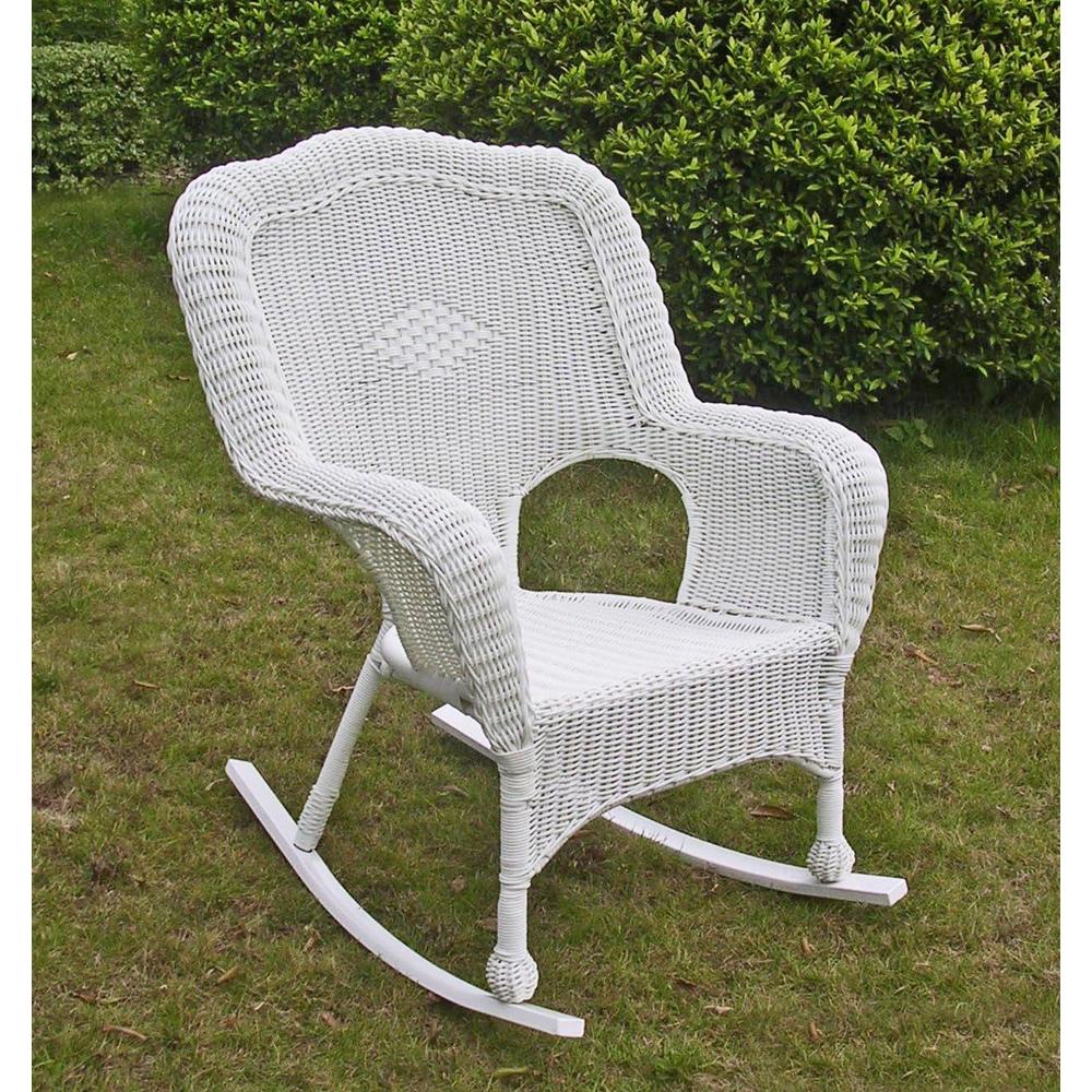 International Caravan Maui Camelback Resin Wicker/ Steel Outdoor Rocking Chair, Set of 1, White