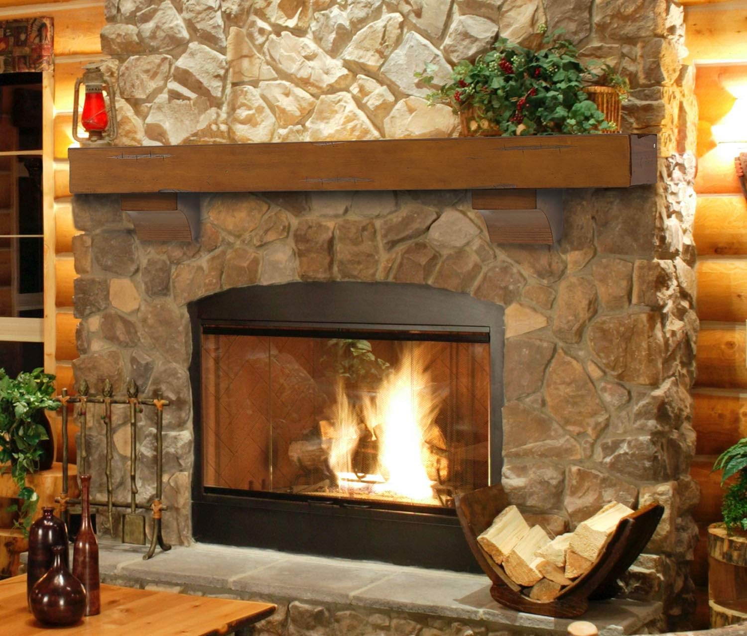 Pearl Mantels 412-60-50 Shenandoah Pine 60-Inch Fireplace Mantel Shelf, Rustic Medium