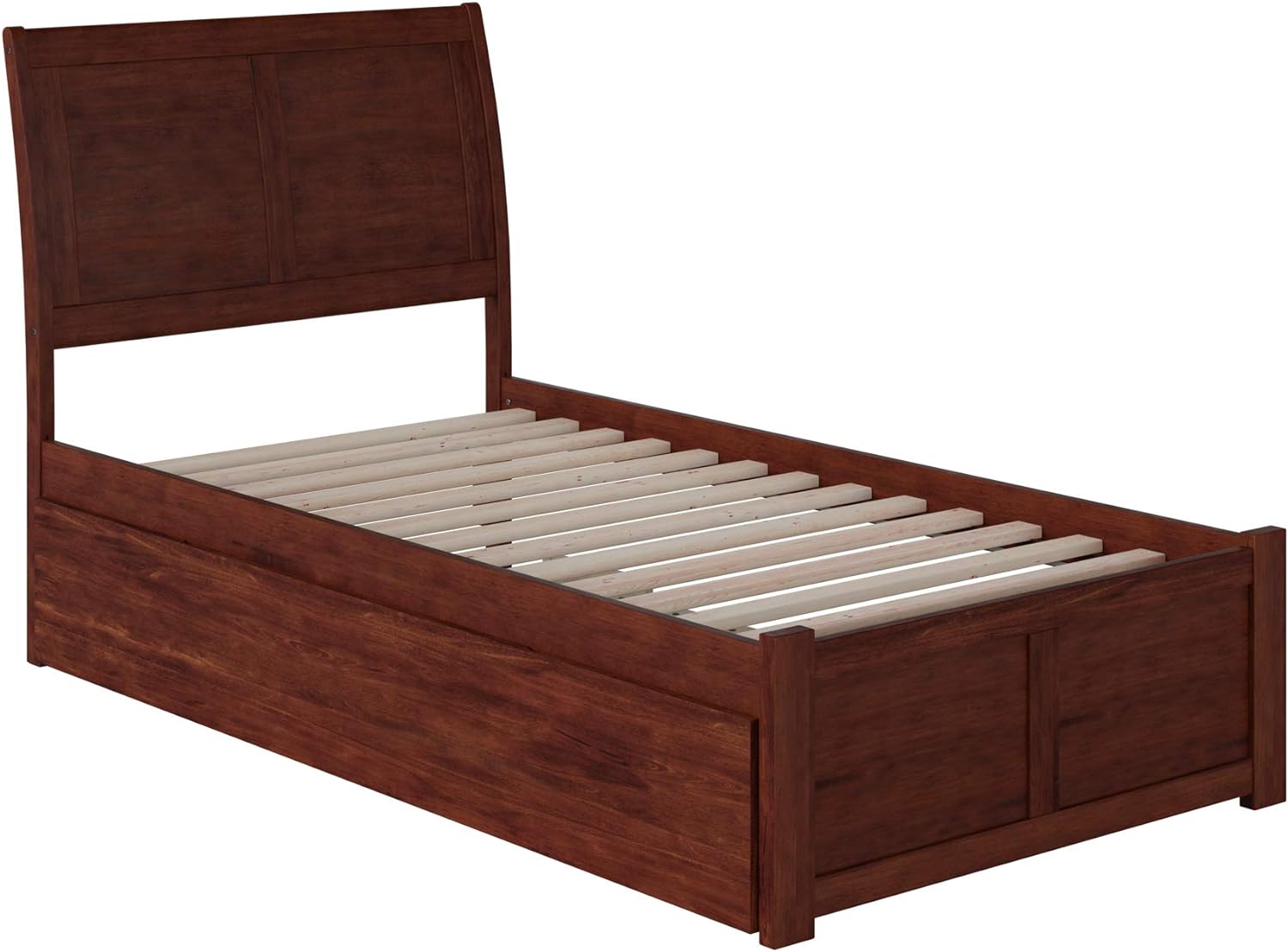 Atlantic Portland Twin Extra Long Bed With Footboard and Twin Extra Long Trundle, Walnut