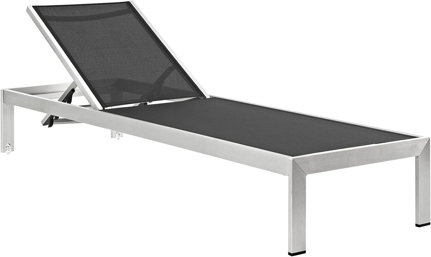 Modway Shore Outdoor Patio Aluminum Chaise With Cushions, Silver Mocha