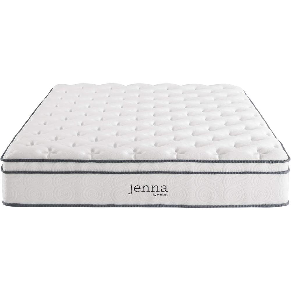 Modway Queen Innerspring Mattress Quality Quilted Pillow Top-Individually Encased Pocket Coils-10-Year Warranty, Queen, White