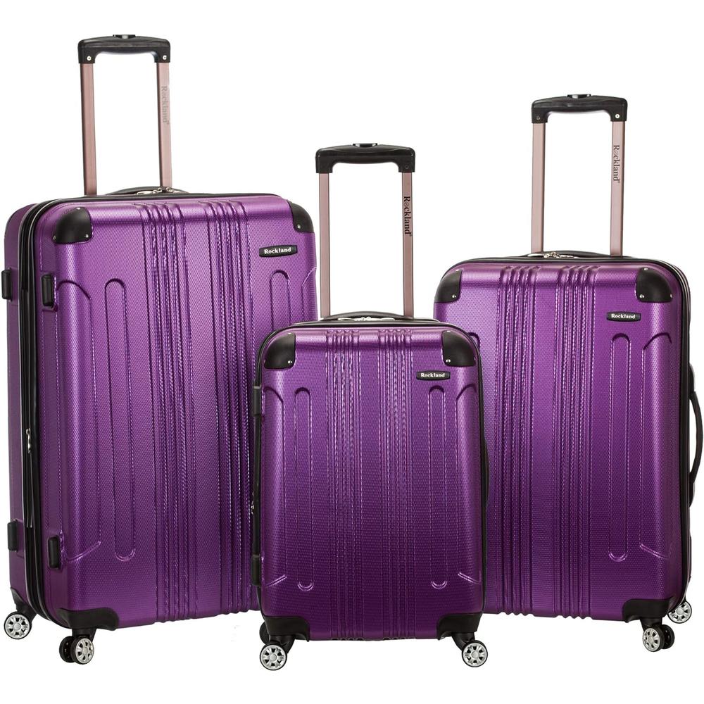 Rockland London Hardside Spinner Wheel Luggage, Purple, 3-Piece Set (20/24/28)