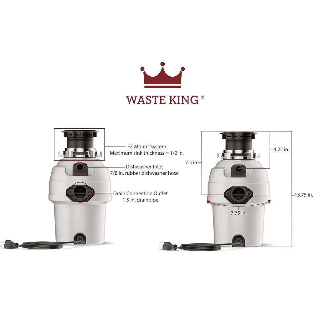 Waste King Legend Series 3/4 HP EZ-Mount Sound Insulated Garbage Disposer