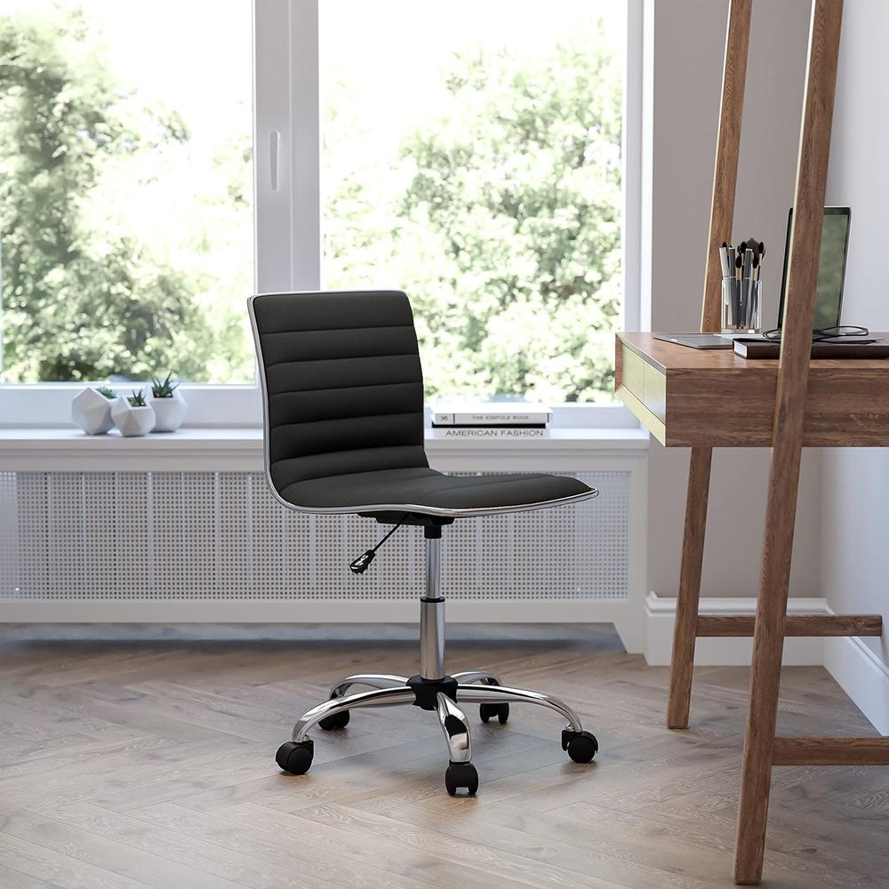 Flash Furniture Low Back Armless Black Ribbed Designer Swivel Task Chair