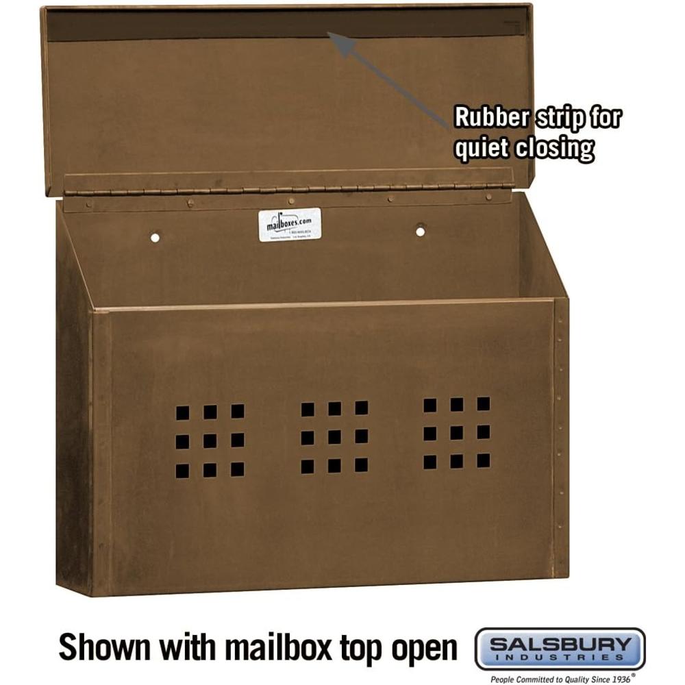 Salsbury Industries Antique Brass Mailbox - Decorative - Surface Mounted - Horizontal Style