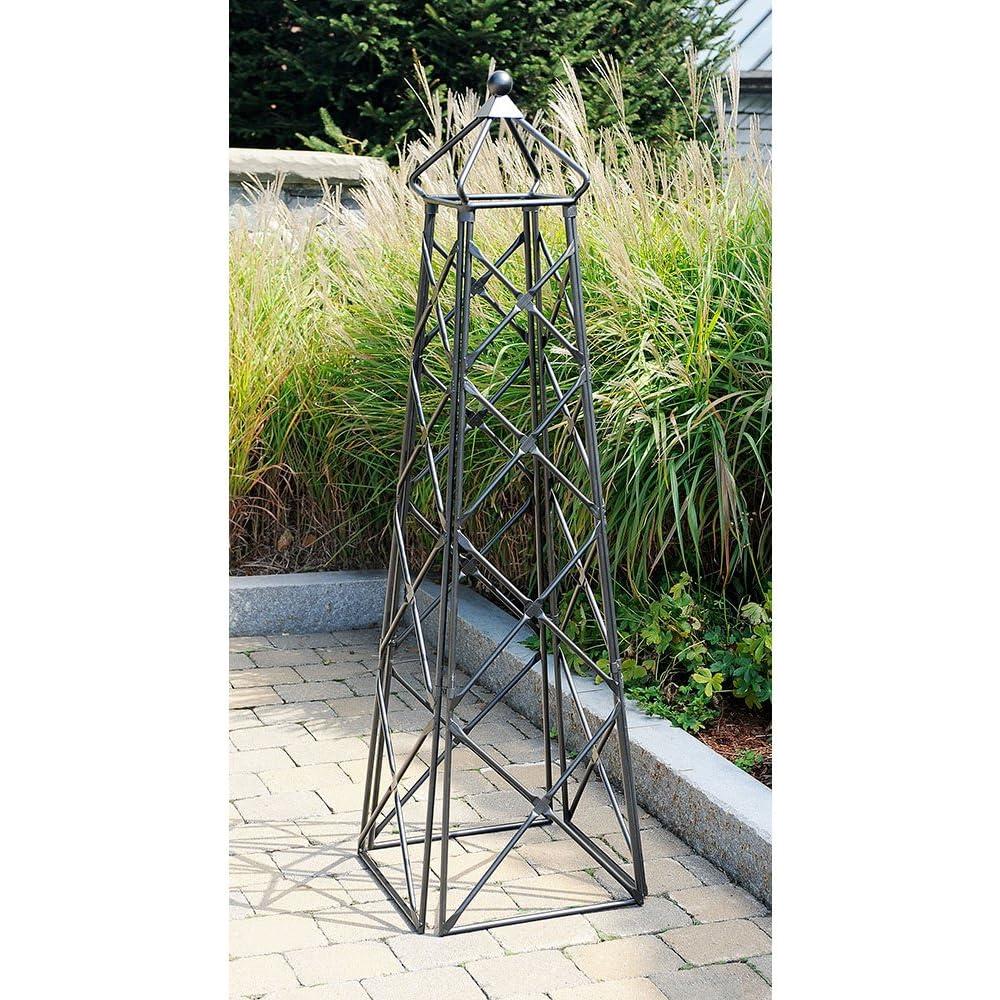 Achla Designs OBL-25 Lattice Wrought Iron Garden Obelisk Trellis, Graphite