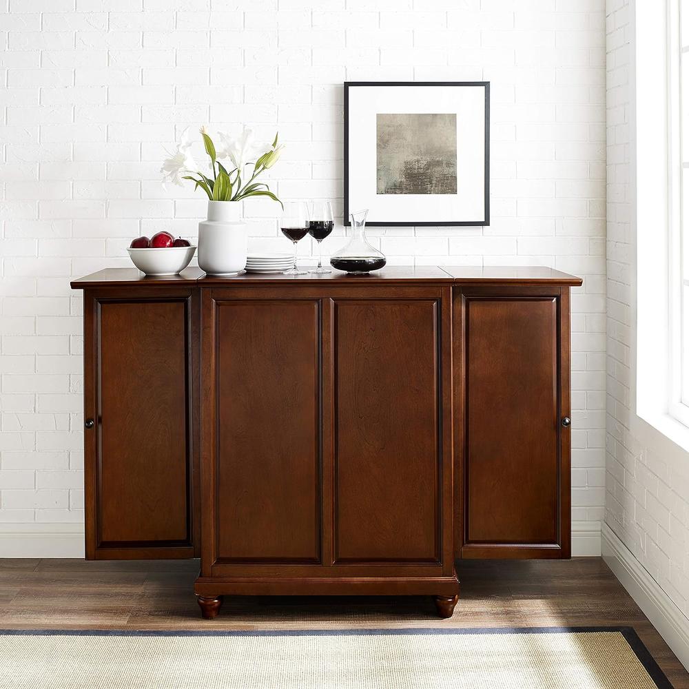Crosley Furniture Alexandria Expandable Top Bar Cabinet, Vintage Mahogany