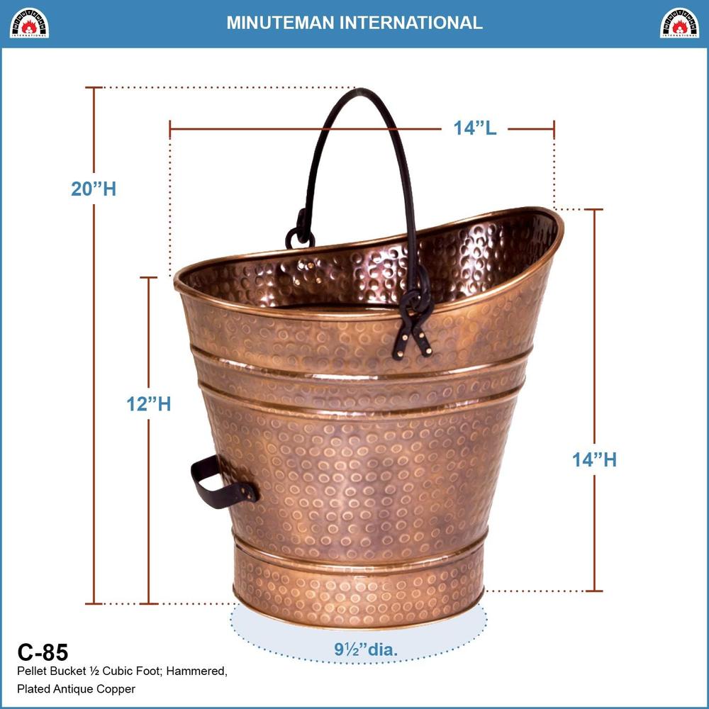 Minuteman International Copper Coal Hod, Small Pail Pellet Bucket