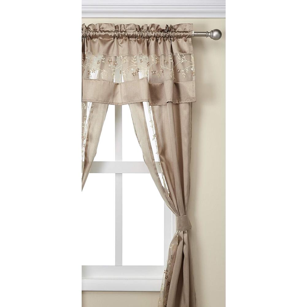Achim Home Furnishings Oakwood Tier Pair, 58 24-Inch, Natural, 55" x 63", Taupe
