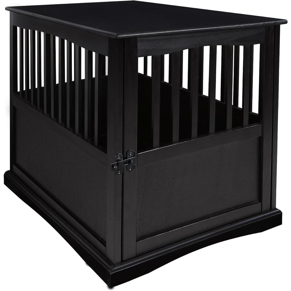 Casual Home Wooden Large Pet Crate, End Table, Black