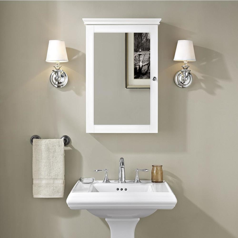 Crosley Furniture Lydia Mirrored Bathroom Wall Cabinet, White