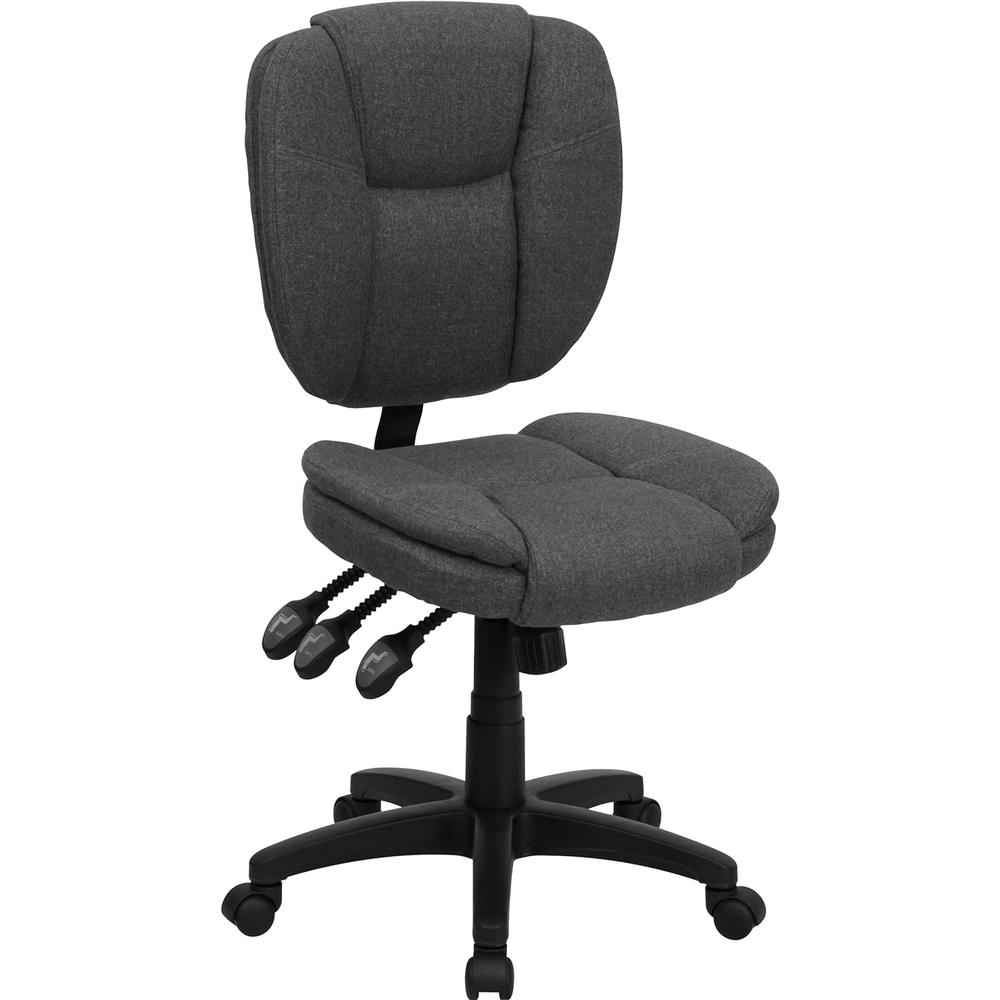 Flash Furniture Mid-Back Gray Fabric Multi-Functional Ergonomic Task Chair NEW