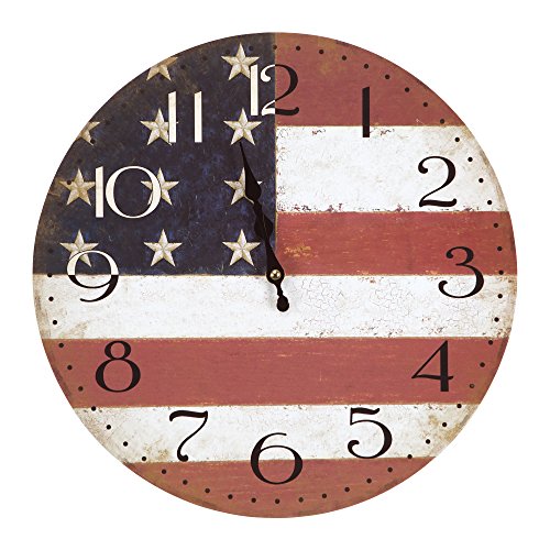 Yosemite Home Decor CLKA7189 Circular Iron Framed Distressed Wall Clock with Glass, multi-color