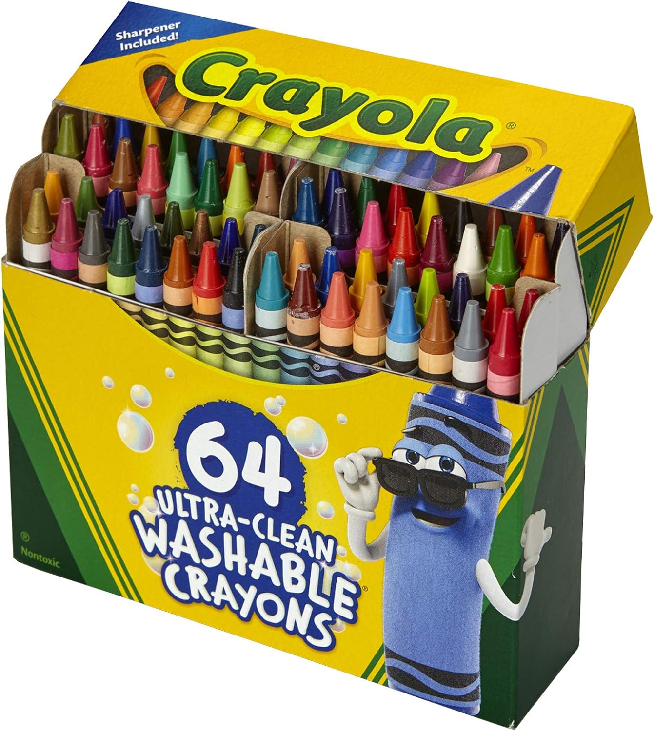 Crayola Ultra Clean Washable Crayons, Built In Sharpener, 64 Count, Kids At  Home Activities