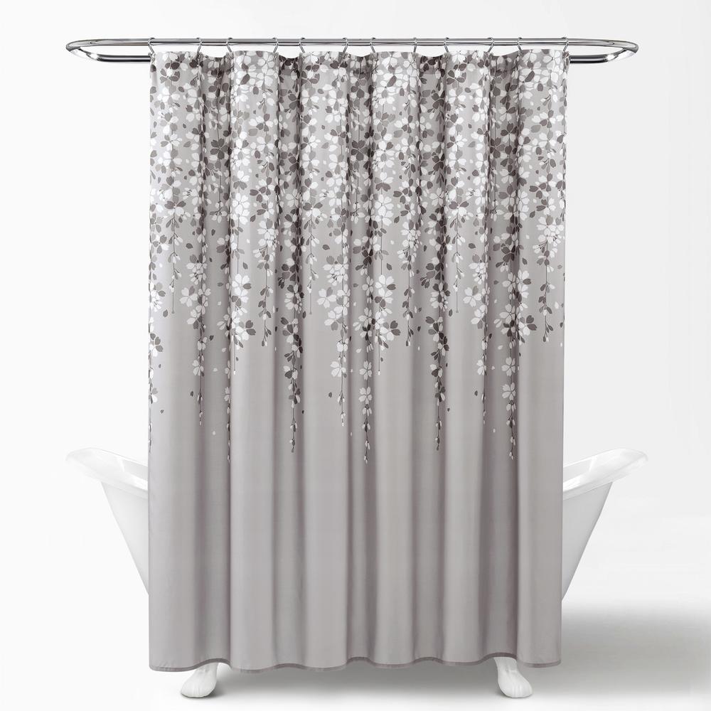 Lush Decor Weeping Flower Shower Curtain Gray Single 72X72