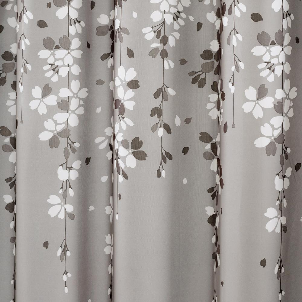 Lush Decor Weeping Flower Shower Curtain Gray Single 72X72