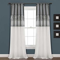 Lush Decor Gray and White Night Sky Panel for Living, Bedroom, Dining Room (Single Curtain), 84" x 42"