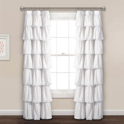 Lush Decor Lace Ruffle Window Curtain Panel White 52X84