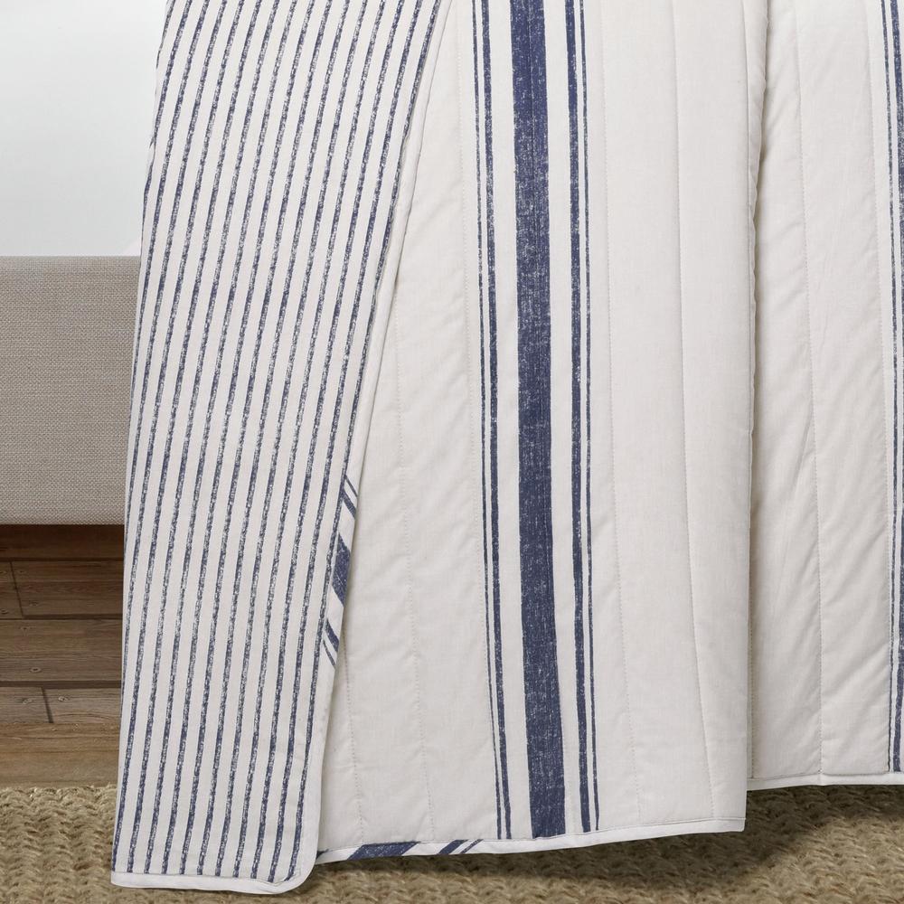 Lush Decor Farmhouse Stripe Reversible Cotton Quilt Navy 3Pc Set Full/Queen