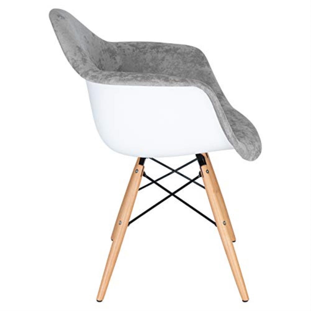 LeisureMod Willow Velvet Eiffel Wooden Base Accent Chair Set of 2