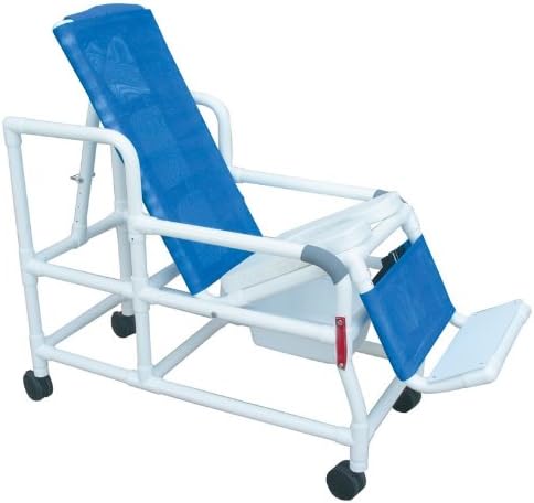 MJM International Corp. Tilt  inchesn inches Space shower chair with open front soft seat, buckle safety belt and double drop arms, 10 qt slide out comm