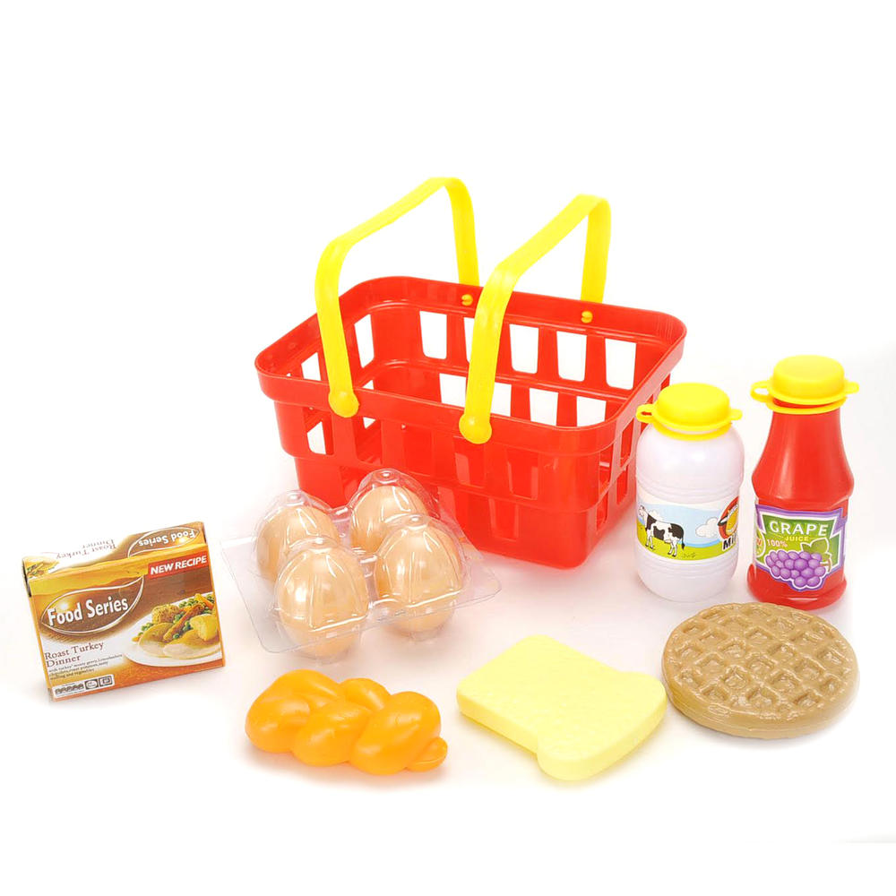 azimporter Pretend Breakfast & Lunch Play Food Set With Basket For Kids - 10 Piece Set