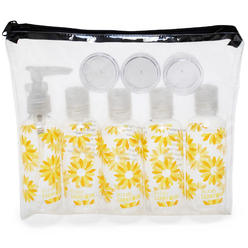 miami carryon Naftali Inc Miami CarryOn TRBT08DS 9 Piece TSA Approved Travel Bottle Set - BPA Free (Daisies)