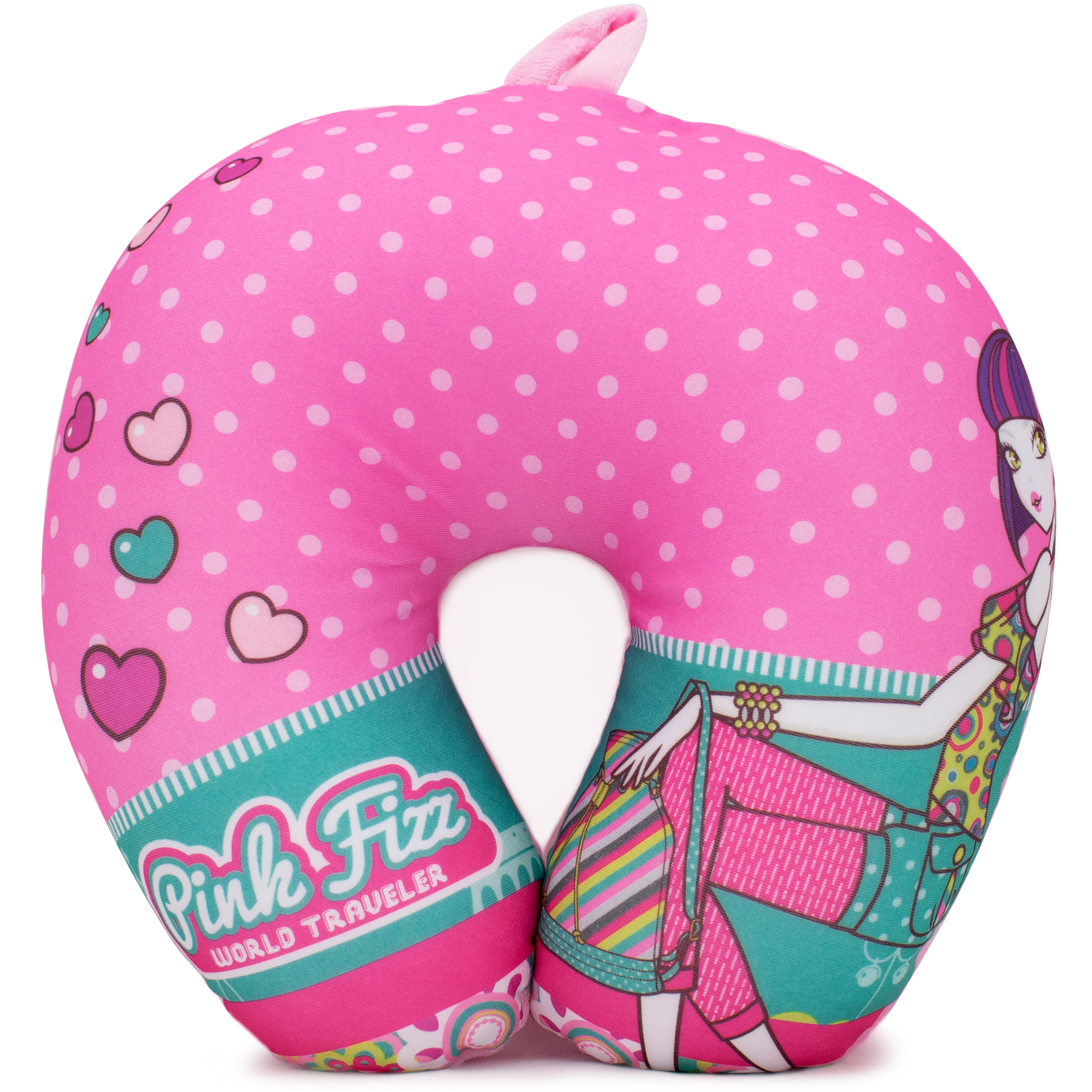 Pink Fizz Glamorous Microbeads Travel Neck Pillow for Girls (Kiera)