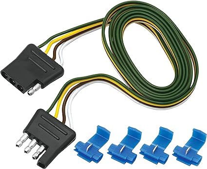 Reese Towpower 118045 Reese Towpower 4-Flat Loop 48 In. Vehicle/12 In. Trailer Connector Set with Splice Connectors 118045