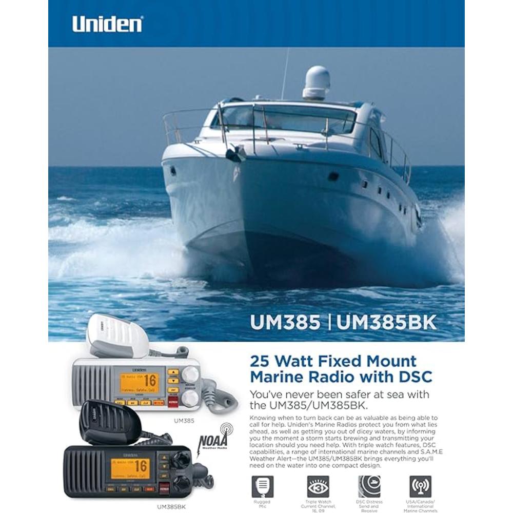 Uniden UM385 Fixed Mount VHF Radio - Black