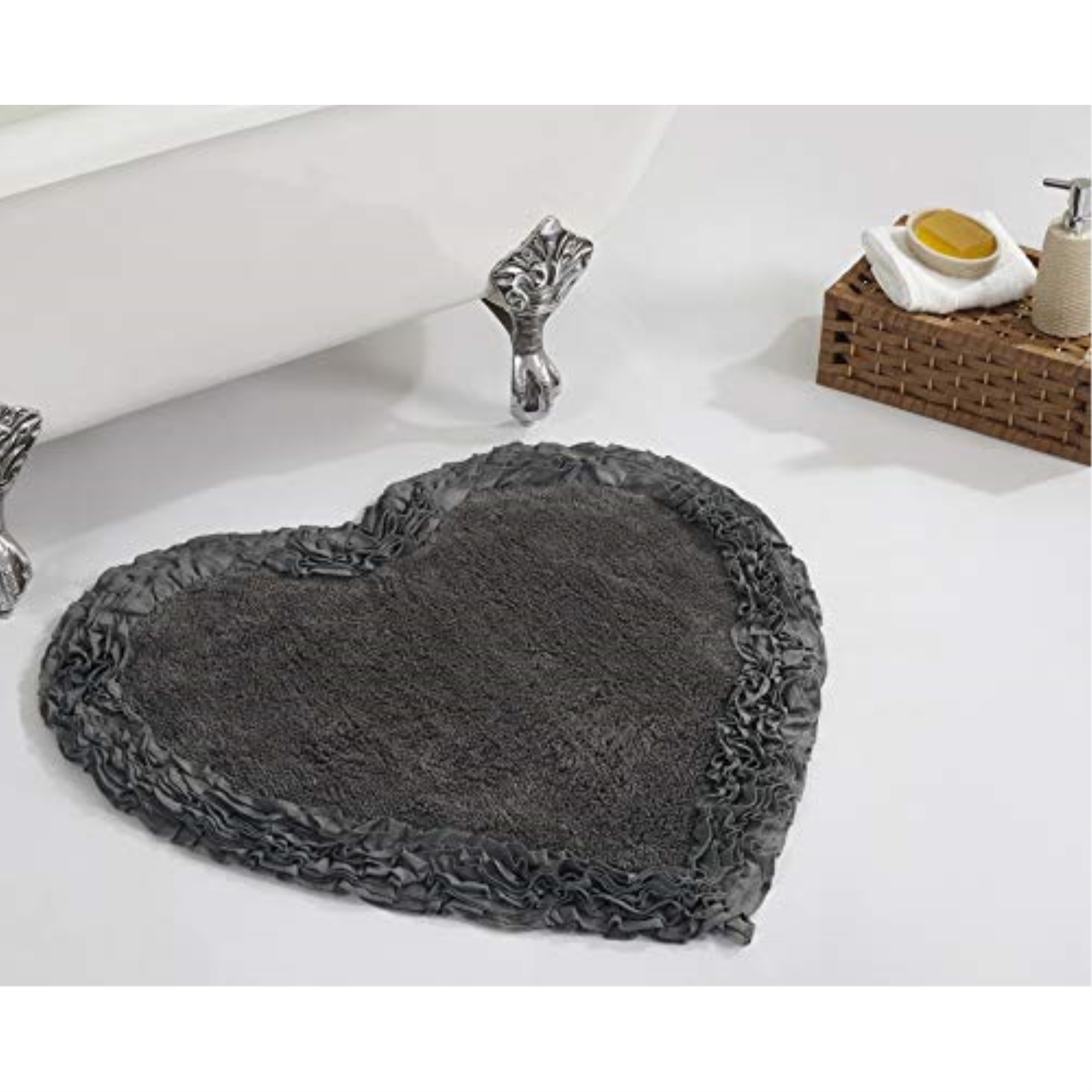 Better Trends Shaggy Border Collection 30" Heart in Gray