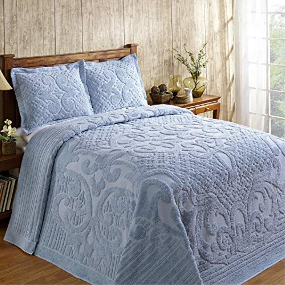 Better Trends Ashton Collection Queen Bedspread in Blue