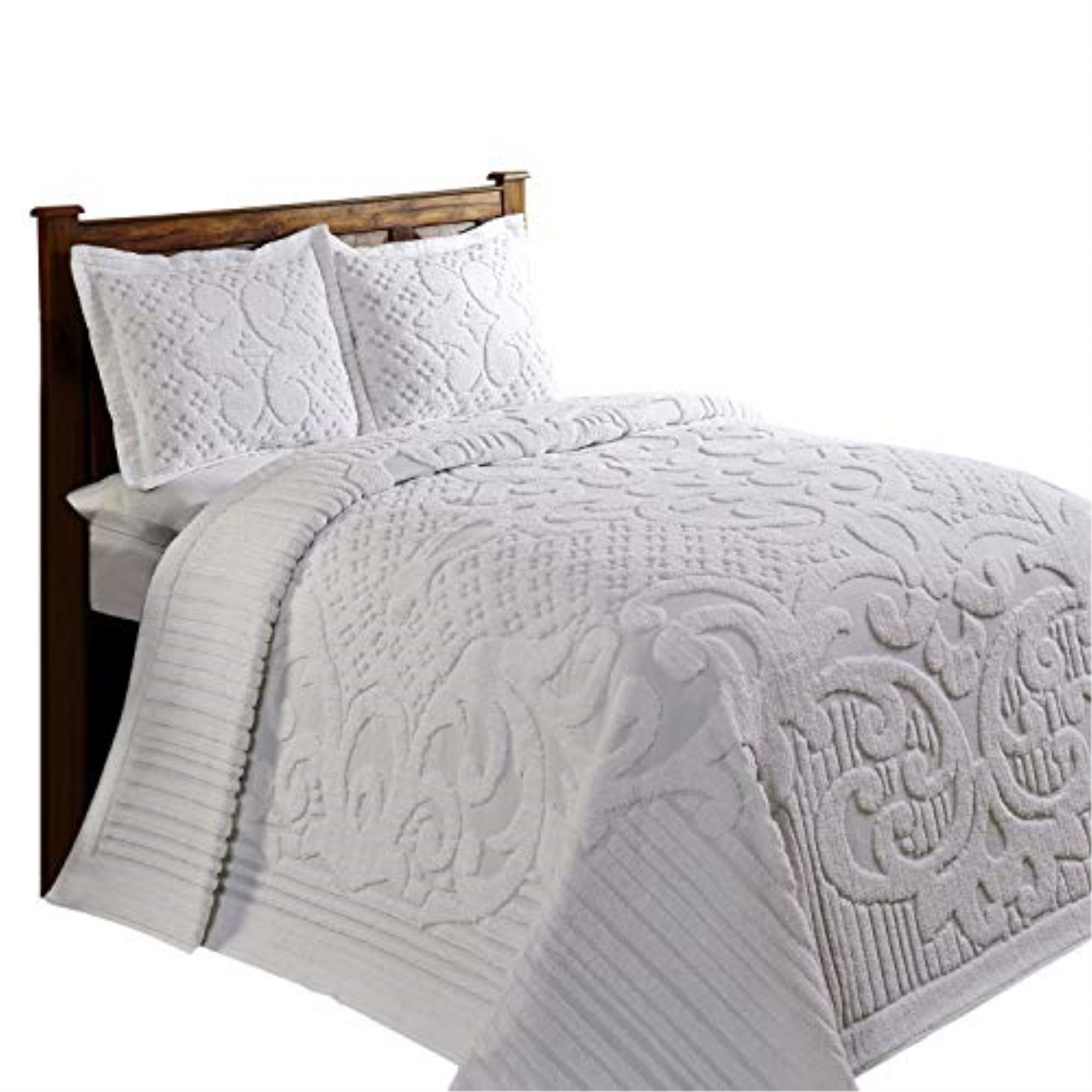 Better Trends Ashton Collection Twin Bedspread in White