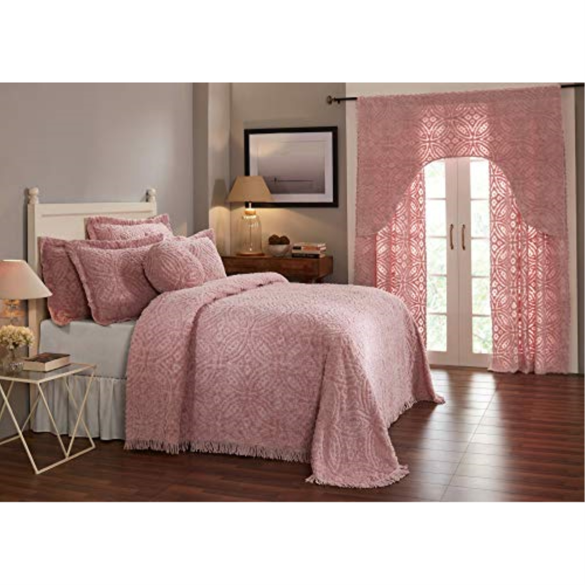 Better Trends Wedding Ring Collection Twin Bedspread in Pink
