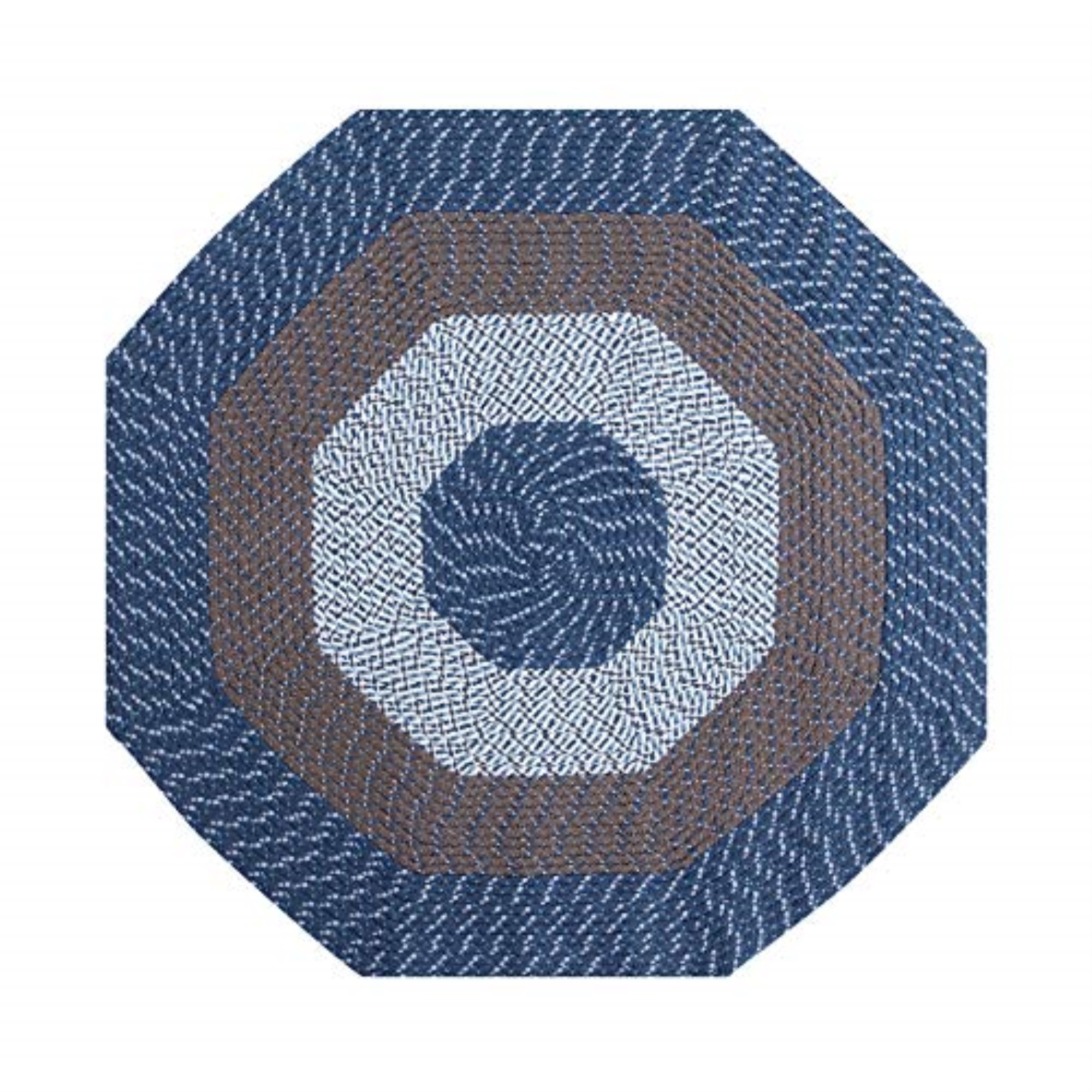 Better Trends BRCB8OCCHS Better Trends Country Stripe Collection 100% Polypropylene 96&' Octagonal Braided Rug in Chambray