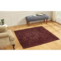 Better Trends BRCR55BUM Better Trends Chenille Tweed Collection 100% Polyester 60&' Square Braided Rug in Burgundy & Mauve
