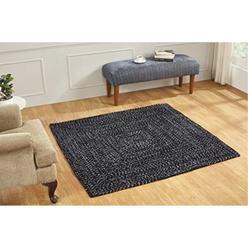 Better Trends BRCR66BLKG Better Trends Chenille Tweed Collection 100% Polyester 72&' Square Braided Rug in Black & Gray