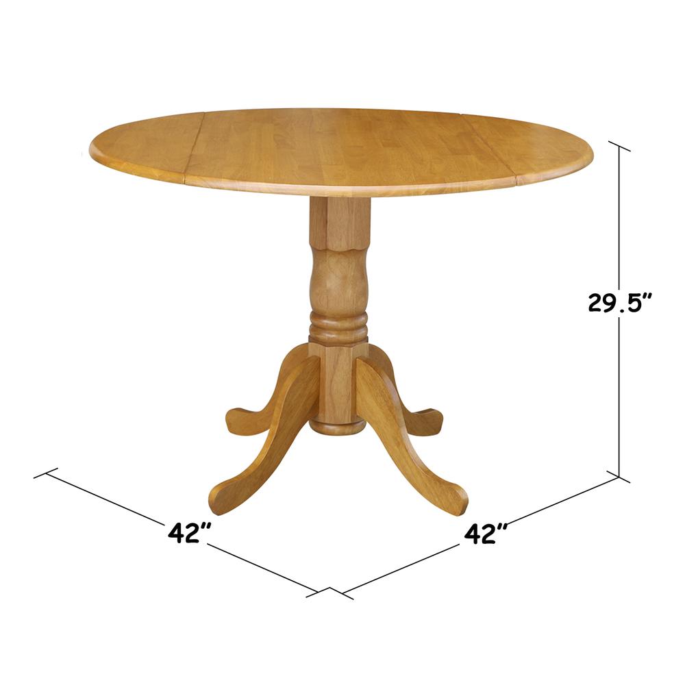 International Concepts 42" Round Dual Drop Leaf Pedestal Table, Oak