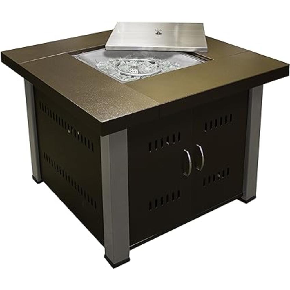 Hiland GS-F-PC-SS 40,000 BT Propane Fire Pit, Large, Two Toned Hammered Bronze