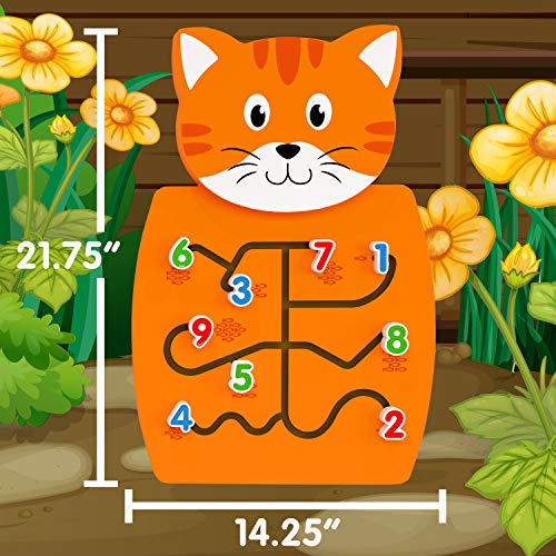 LEARNING ADVANTAGE Cat Activity Wall Panel - 18m+ - Toddler Activity Center - Wall-Mounted Toy - Busy Board Decor for Bedrooms,