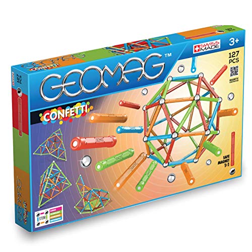GEOMAG Magnetic Sticks and Balls Building Set | 127 Piece | Magnet Toys for STEM | Creative, Educational Construction Play | Swi