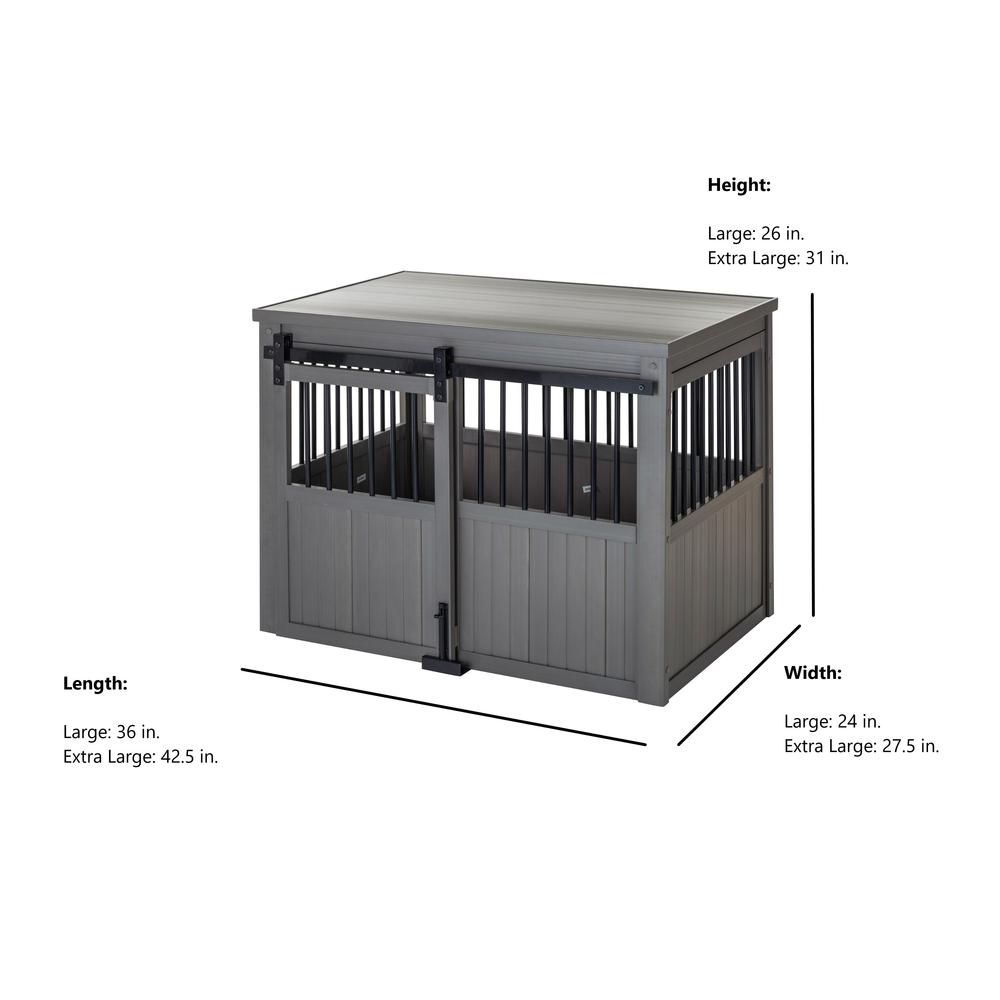 New Age Pet&reg; ECOFLEX® Homestead Sliding Barn Door Dog Crate-Grey