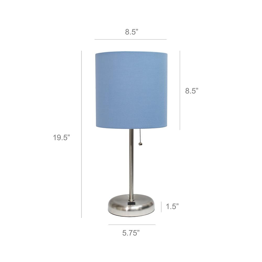 Limelights Stick Lamp with USB charging port and Fabric Shade 2 Pack Set, Blue