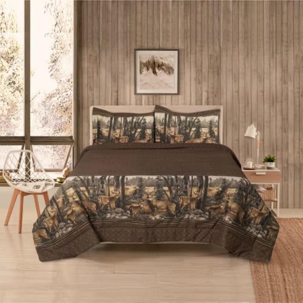 All Seasons Bedding Whitetail Dream Rustic Queen Comforter Set, 4-Piece Printed Bedding Comforters, Polycotton Fabric ,Comforter Set for Bedroom, Hu
