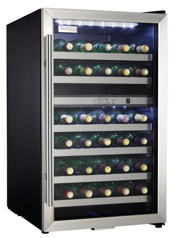 Danby 38 Bottle Wine Cooler, Stainless Steel Door Trim, Reversible Door, Light - Black/Stainless