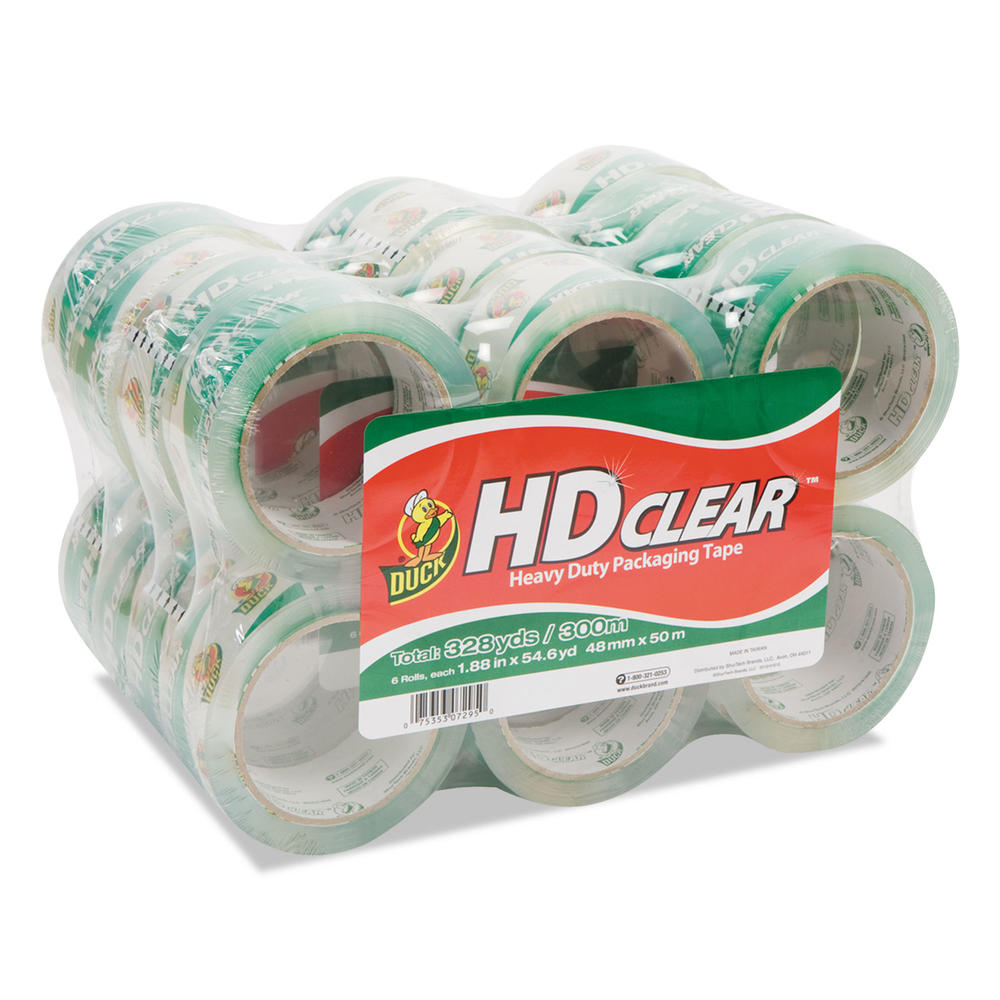 Duck Heavy-Duty Carton Packaging Tape, 1.88" x 55yds, Clear, 24/Pack