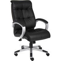 Lorell LLR62620 Exec Leather Chair- Classic- 27 in. x 32 in. x 44.5 in.- Black-Silver