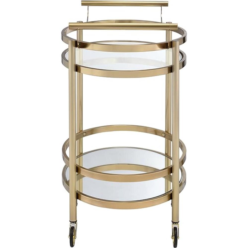 Acme Furniture Lakelyn Serving Cart Brushed Bronze & Clear Glass
